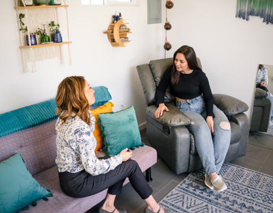 A compassionate hypnotherapy session — personalized, one-to-one care in a calm space